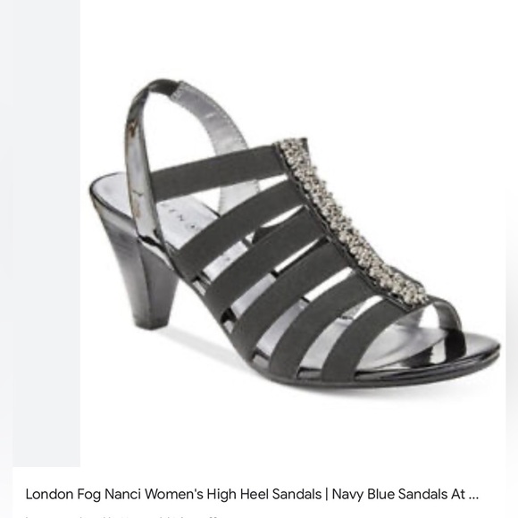 London Fog Size 10 Nadeen NAVY Strappy Dress Slingback Shoes/Sandals Glitzy NWOT - Picture 10 of 11